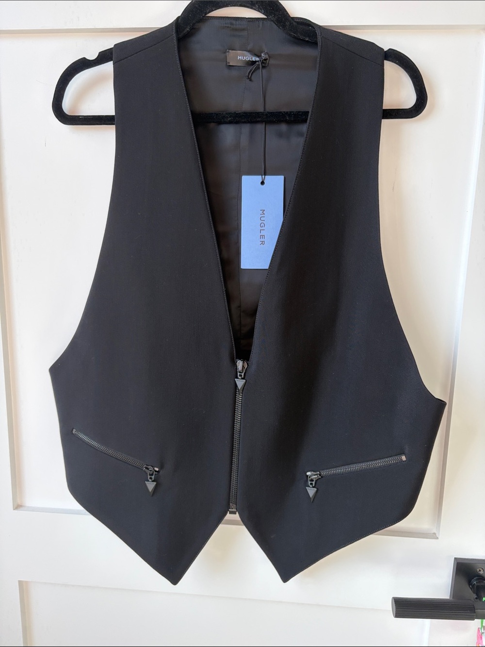 Mugler Black Tailored Zipper Vest